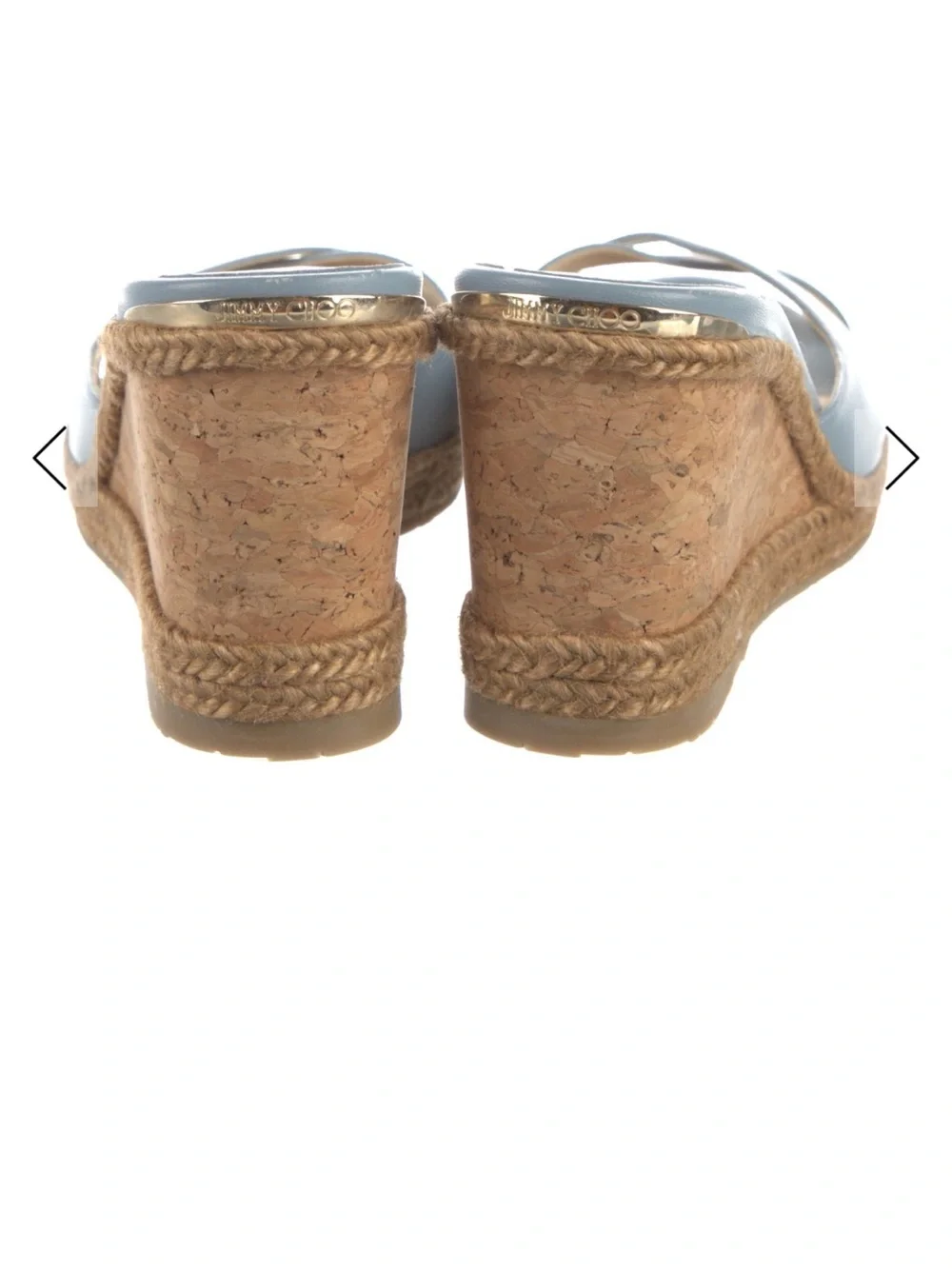 Jimmy Choo Powder Blue Leather Espadrille Wedge Sandal